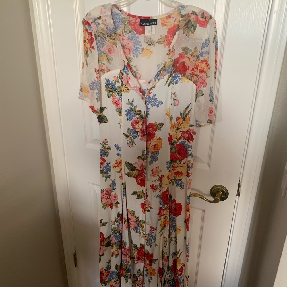 Carole Little - vintage floral maxi dress size 14 new w/tag